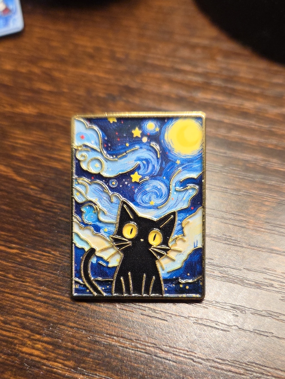 Black Cat Night Sky Enamel Pin - Decorative Pet-Themed Accessory